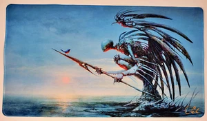 Alfombra de juego cosida Magic The Gathering Seb McKinnon ""Phyrexian Angel"" firmada 999/3000 - Imagen 1 de 3