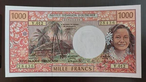 1971-1985 TAHITI 1000 Francs Note UNC World Banknote Currency Old Tahitian Money - Picture 1 of 2
