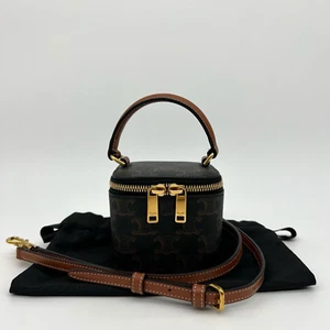 Celine Mini Vanity Case Bag in Monogram Triomphe Canvas Gold Hardware - Picture 1 of 18