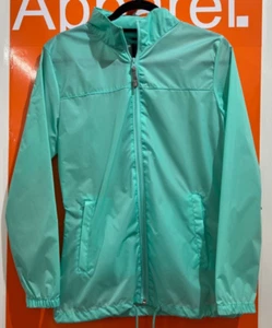Ladies B&C Rain Coat / Jacket, Hidden Hood, Blue/Green, Size XS, Brand New, sf - Picture 1 of 2