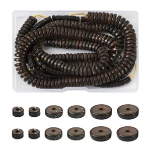 3 Strands Coconut Shell Beads 5mm 8mm 10mm Flat Round Loose Spacer Bead - Picture 1 of 6