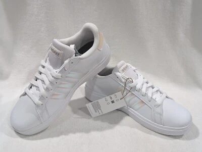 Tenis Adidas Grand Court 2.0 K blancas/iridiscentes para niñas - talla 6 NWB GY2326 Foto 1 de 4