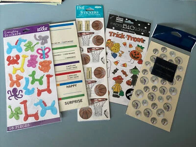 Lot Of 5 NIP Sticker Packs Basketball, Balloon Animals, Labels, Halloween - Image 1 of 4