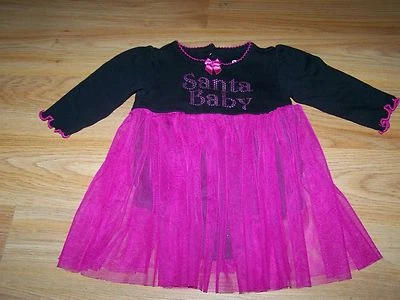 Bebé Recién Nacido Bebé Glam Santa Bebé Una Pieza con Falda de Tul Rosa Negro Talla NB Foto 1 de 3