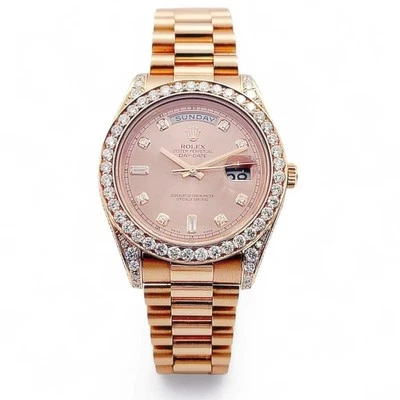 2021 Rolex 41mm President 218235 Day-Date II 18K relógio de ouro rosa com diamante. - Imagem 1 de 4