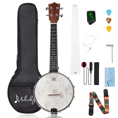 Ukelele Banjo 4 Cuerdas | Banjolele 23" Madera Sapele con Cabeza Remo y Correa de Nylon... Foto 1 de 4