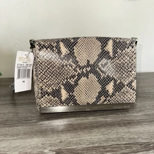Brand New Michael Kors Julian Snake Print Leather Dark Sand Shoulder Flap - Picture 1 of 7