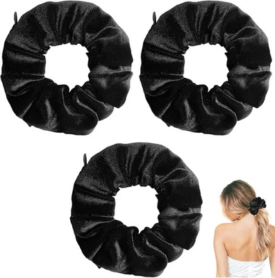 ARROMI 3 PCS Scrunchie With Zip Pocket, Stash Scrunchie, Velvet Scrunchies for Women,