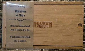 DULUTH TRADING CO. 10-in-1 Wooden Game Set DOMINOES CARDS CRIBBAGE DICE Sealed - Picture 1 of 4
