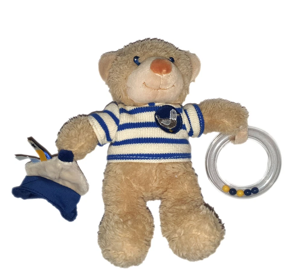 Peluche doudou activite ours beige Marin Bateau 20 cm Mouette Pommette - Photo 1/1