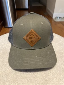 SKI THE EAST BORN FROM ICE Trucker Hat Cap Adjustable Canvas Mesh Leather Patch - Picture 1 of 6