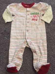 Pijama Circo Girls blanco rojo verde a rayas Santa Loves Me 6 meses  - Imagen 1 de 7