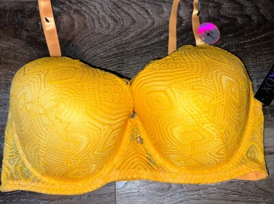 XOXO ~ Sujetador de elevación suave para mujer naranja amarillo acolchado con aros de nailon ~ 42D Foto 1 de 4