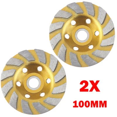 2x 100mm 4 Inch Diamond Segment Grinding Disc Cup Wheel For Marble Concrete UK - Image 1 of 4