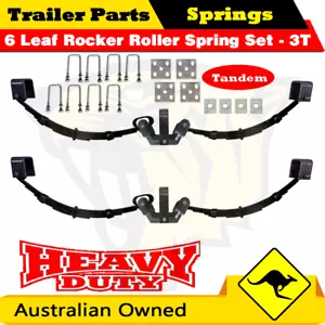 Superior 6 Leaf Rocker Roller Tandem Trailer Spring Set & U bolt Kit / Black - Picture 1 of 2