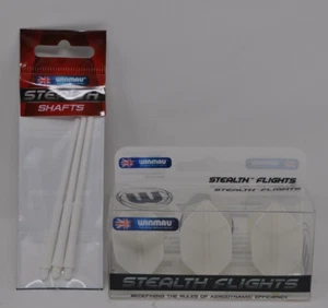 Winmau Stealth Estándar Vuelos Blancos y Ejes Medianos Set de 3 Cada Nuevo Sellado - Imagen 1 de 4