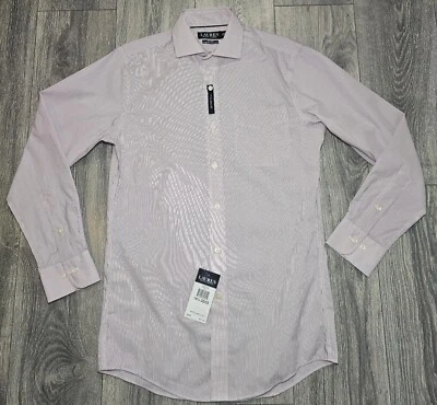 Lauren Ralph Lauren Pink Stripe Long Sleeve Dress Shirt Mens Size Small (14 1/2) - Image 1 of 4