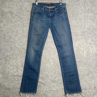 Pantalones de mezclilla de diseñador Goldsign | GOLDSIGN talla 28 W2310-131 dobladillo crudo azul lavado medio Foto 1 de 4