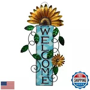 Attraction Design Welcome Sign for Front Door Decor Hanging Sign, Metal Flowe - Picture 1 of 5