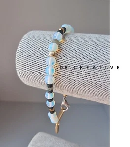 Romance by the sea -New men's opal stone with onyx and stainless steel bracelets - Picture 1 of 6