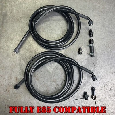 92-95 Civic E85 Compatible Black Stainless Steel Fuel Lines Kit - 6AN | Bolt On - Image 1 of 4