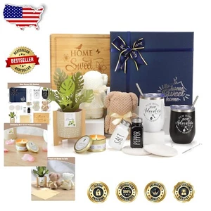 Elegant 12-Piece Housewarming Gift Basket with Bamboo Cutting Board & Card - Picture 1 of 9