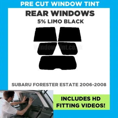 Pre Cut Window Tint For Subaru Forester Estate 2006-2008 - 5% Limo Rear - Image 1 of 4