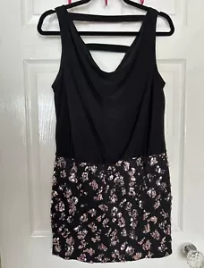 Black Cowl Neck Dress With Pink Sequin Detail - Size M - Picture 1 of 3