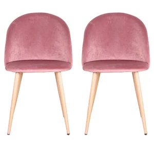 2x Sillas de comedor sillas de salón silla de cocina terciopelo acolchado Rosa - Imagen 1 de 11