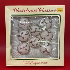 8 Vintage Hand Decorated Glass Ornaments European Craftsmen Christmas Classics - Picture 1 of 9