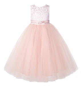 Lace Tulle tutu Flower Girl Dresses Pageant Dress Princess Gown Baptism Wedding - Picture 1 of 23