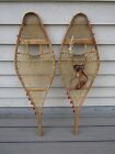 Beautiful Old Wooden Handmade Vintage Indian Pompoms Style Snowshoes 37" x 11"