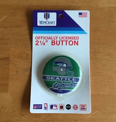 Vintage Wincraft Seattle Seahawks Official NFL 2 1/4” Button Pin NIP Unopened  - Image 1 of 2