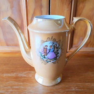 Vintage Mid-Century Japanese Made Peach/Gold Lustre Courting Couple Teapot - Picture 1 of 10