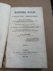 1853 J. M. Ragon Maconnerie Occulte L'initiation Hermetique Rare Occult - Picture 1 of 16