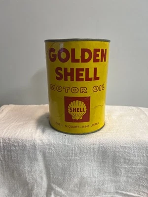 CONTENEDOR COMPLETO DE ACEITE DE MOTOR VINTAGE GOLDEN SHELL 1 QT Foto 1 de 4
