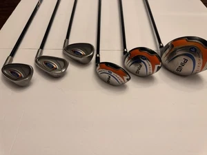 Ping Moxie Junior Golf Club Set RH 6 Clubs Driver to 6 Iron Orange Blue Y-Flex - Picture 1 of 17