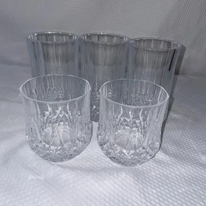 Cristal d’Arques Durand Longchamps Pattern Glasses.   (3) 11 oz,  (2) 9 oz. - Picture 1 of 7