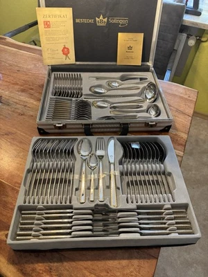 SBS Besteck Solingen 23 /24 Karat hartvergoldet 70-teilig NEU - Bild 1 von 4