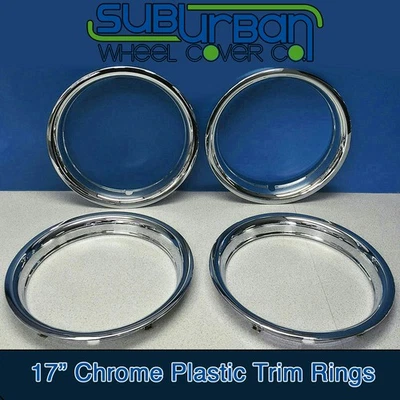 👀 17" Chrome ABS Trim Rings 1 3/4" Depth Beauty Rings # 1517P NEW SET/4 ✅ - Image 1 of 4