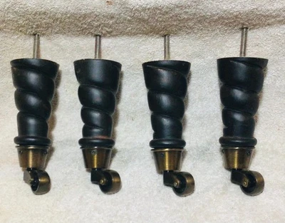 1331B Mueble Pies Silla Otomana Gabinete Sofá Negro Latón Ruedas 7" t 4 Patas Foto 1 de 3