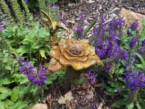 Irrigatore decorativo da giardino colibrì e fiori ottone o bronzo - FUNZIONA BENISSIMO! - Foto 1 di 5
