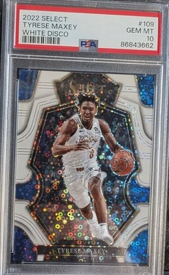 Tyrese Maxey 2021-22 Panini Select White Disco /75 PSA 10 #109 Basketball Card - Bild 1 von 2
