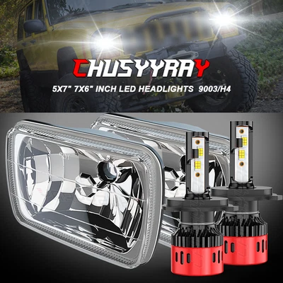 For Chevy Malibu 1978-1981 Chevette Corvette DOT Pair 5x7" 7x6" LED Headlights - Image 1 of 4