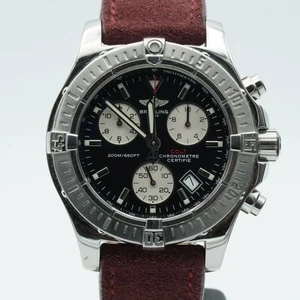 Breitling Colt Cronografo Uomo Orologio A73380 Acciaio 41MM Schöner Stato Nero - Foto 1 di 10