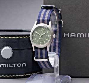 [N Caja Papel Como Nuevo] Reloj Hamilton Caqui 9415A Esfera Verde 33mm Cuerda Manual Para Hombre - Imagen 1 de 12
