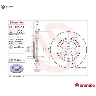 2x BRAKE DISC 09.E835.11 FOR LEXUS 2GR-FXE/FE 3.5L 6cyl RX - Image 1 of 4