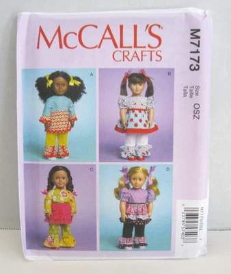 McCall's 7173 Tops, Pants & Skirts - 4 Outfits For 18" (46cm) Doll Pattern Uncut - Image 1 of 2