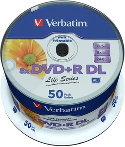 Verbatim DVD+R 8,5 GB - pakiet 50 - Wysokiej jakości zapisywalne płyty DVD do przechowywania danych - Zdjęcie 1 z 3