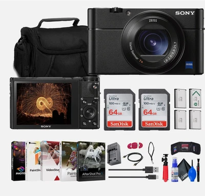 Sony Cyber-shot DSC-RX100 VA Digital Camera + Case + 2 x 64GB Card + More - Image 1 of 4